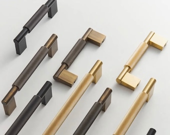 Tiradores de latón mate para gabinetes: pomos modernos de latón macizo