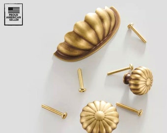 Charming Pumpkin Cabinet Knobs with Brushed Brass Finish - Affordable Elegance for Your Home