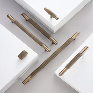 Antiqued Brass Cabinet Hardware Set - Solid Brass Knobs, Handles, Pulls in Various Colors for Modern Home