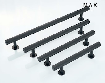 Striped Matte Black Solid Brass Cabinet Pull: Modern Drawer Handle