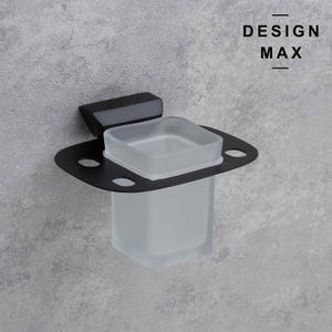 Mattschwarzer Edelstahl-Zahnbürstenhalter zur Wandbefestigung mit Becher