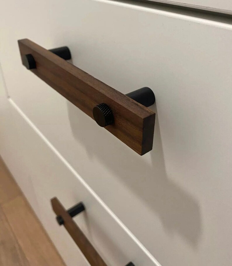 Handles Walnut Brass Pulls Hardware Etsy