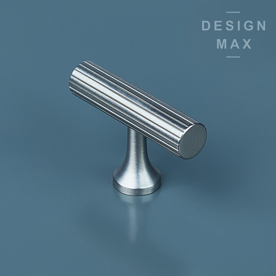 Knurled Solid Brass T Bar Handle - Satin Nickel Drawer Pull - Etsy