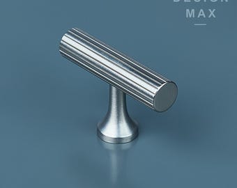 Gerändelter massiver T-Stangengriff aus massivem Messing - Schubladengriff aus mattem Nickel