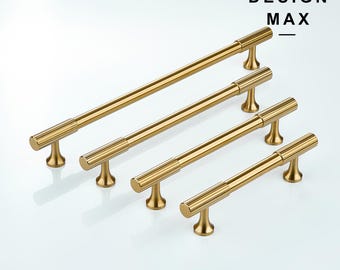 Maniglia per mobile in ottone satinato a strisce: maniglia per cassetto in ottone massiccio