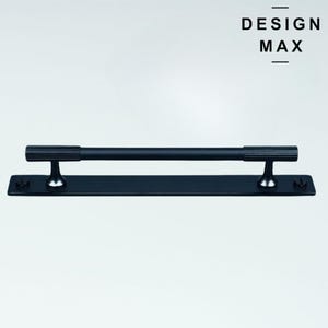 Matte Black Solid Brass Cabinet Pull with Backplate - Modern Kitchen Hardware