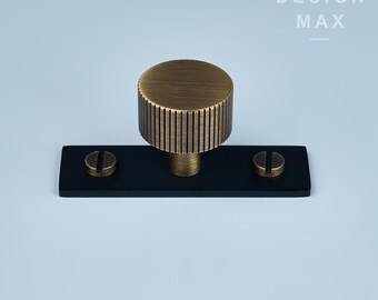 Antique Brass Knurled Cabinet Knob: Solid Brass Hardware