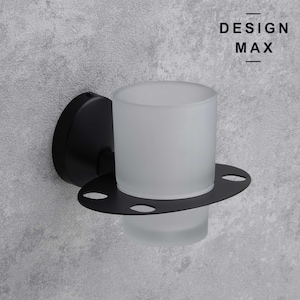 Matte Black Stainless Steel Wall Mounted Toothbrush Holder with Cup