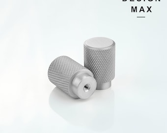 Satin Silver Solid Brass Cylindrical Cabinet Knob