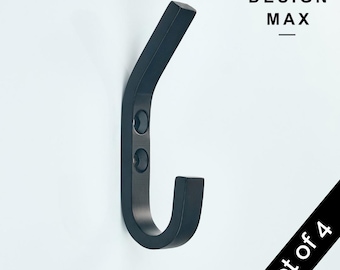 Gancio da parete in ottone massiccio nero opaco: moderno organizer per ripostiglio