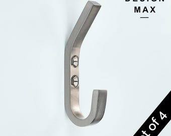 Satin Silver Brass Wall Hook: Modern Entryway Coat Hook