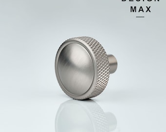 Satin Nickel Knurled Solid Brass Knob: Cabinet & Drawer Hardware
