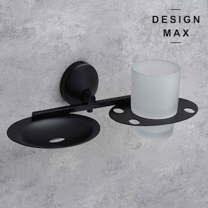 Mattschwarzer Edelstahl-Wand befestigter Zahnbürstenhalter mit Schale