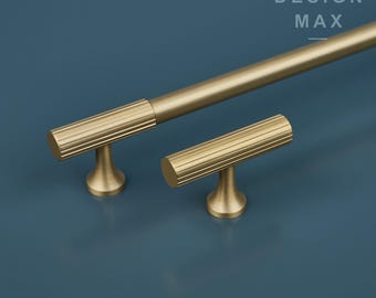 Matte Brass Knurled T Bar Handle: Modern Cabinet & Drawer Pull