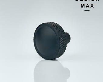 Matzwarte massief messing gekartelde kastknop - 30 mm
