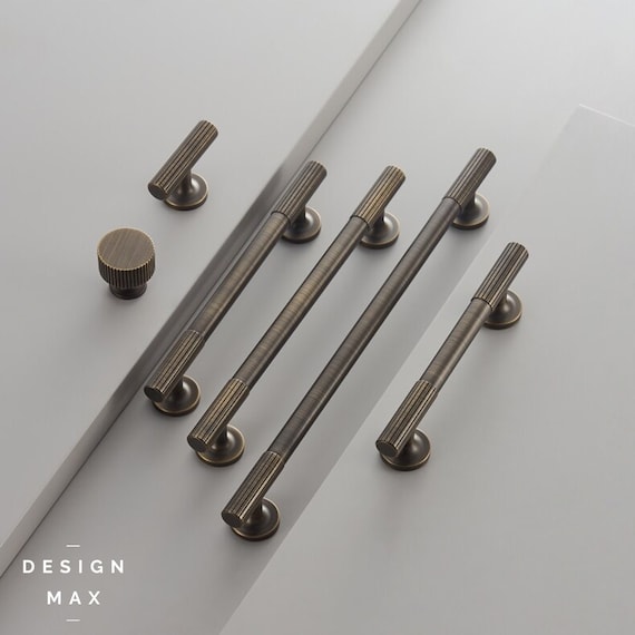 Modern Antique Brass Cabinet Knobs and Pulls: Solid Brass Hardware