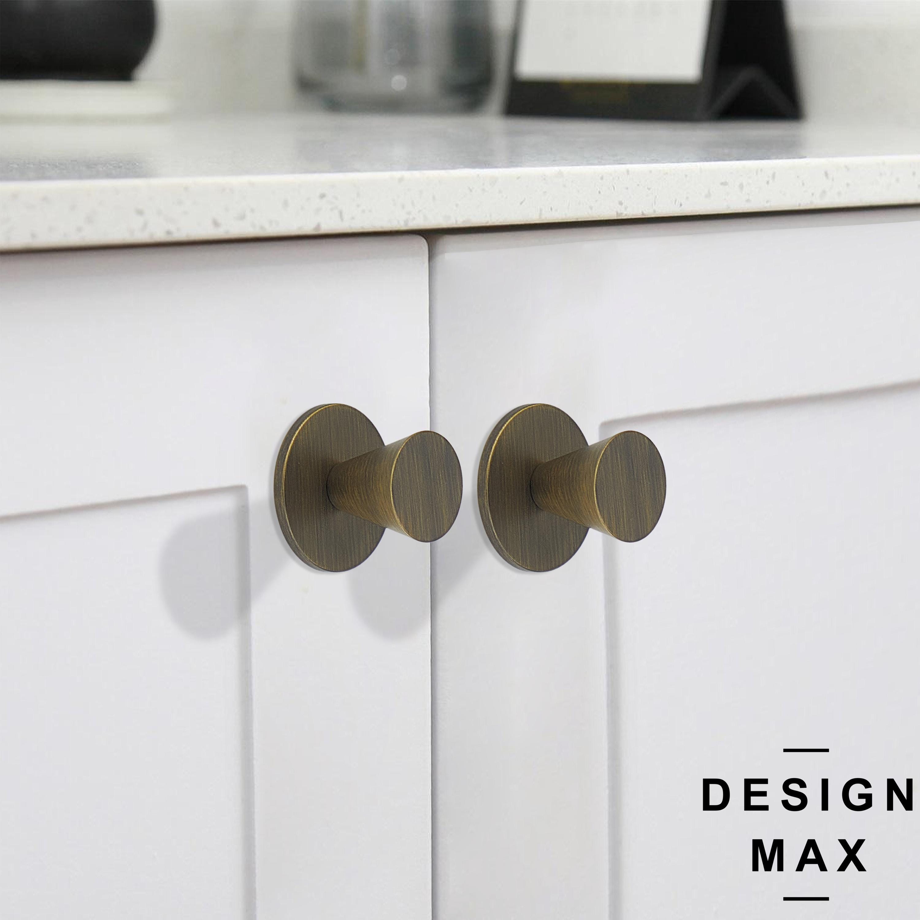 Solid Brass Cabinet Knob, Antique Round Mid-century Modern Drawer Pull ...