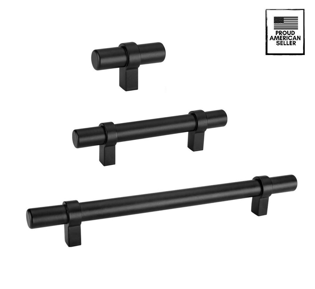 Matte Black Solid Brass Hardware Set High Quality Knobs and