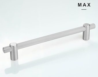 Satin Silver Striped Solid Brass Cabinet Pull (8.97" Hole Spacing)