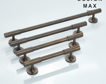 Striped Brass Cabinet Pull Handle: Vintage Inspired, Modern Kitchen Hardware
