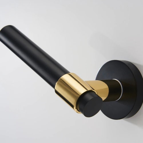 Door handles, secured lock included, luxurious, modern, high quality, matte black, shiny gold finish, shops best seller, GREAT price - DM08