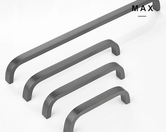 Metallic Gray Solid Brass Cabinet Pull - Modern Gunmetal Drawer Handle