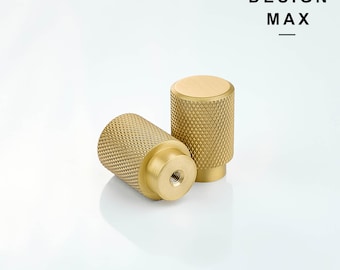 Matte Solid Brass Cylindrical Cabinet Knob: Modern Minimalist Hardware