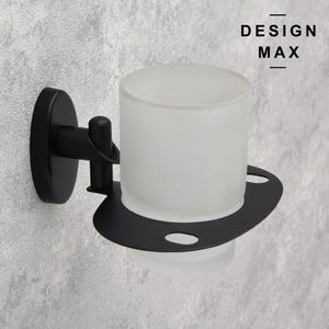 Mattschwarzer Edelstahl-Wand befestigter Zahnbürstenhalter mit Schale