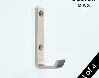 Satin Silver Mudroom Wall Hook: Solid Brass Coat Rack