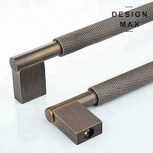 Knurled Antique Brass Cabinet Pull: Solid Brass Door Handle