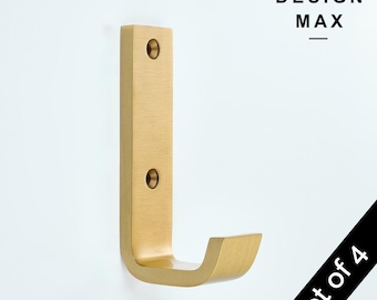 Matte Brass Wall Hook: Modern Coat & Towel Hook (3.75")
