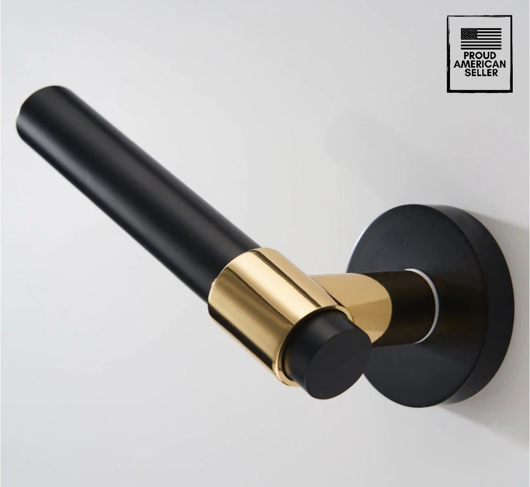 Modern Luxury Black and Gold Solid Brass Door Handle Set Elevate Your Home Decor With a Sleek