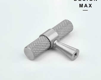 Matte Silver Knurled Solid Brass Cabinet Knob