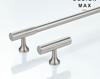 Maniglia per mobile in ottone massiccio color argento satinato: maniglia per cassetto moderna