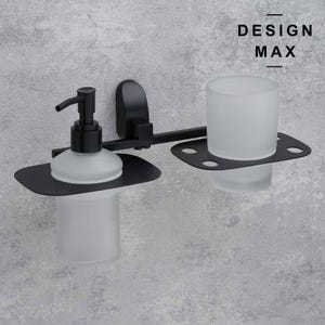 Matte Black Stainless Steel Wall Mounted Bathroom Organizer with Cup