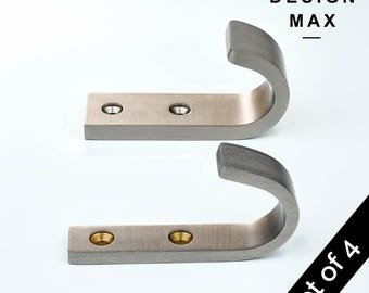 Appendiabiti da parete in ottone massiccio per ripostiglio in argento satinato