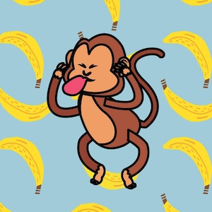 Lindo Mono Bananas Teléfono celular Fondo de pantalla iPhone Android Digital Descargar