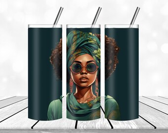 Afro Woman Tumbler design Template Black Girl Tumbler Wrap PNG Straight and  Design  Digital Download 20 oz Skinny  Tumbler Wrap PNG