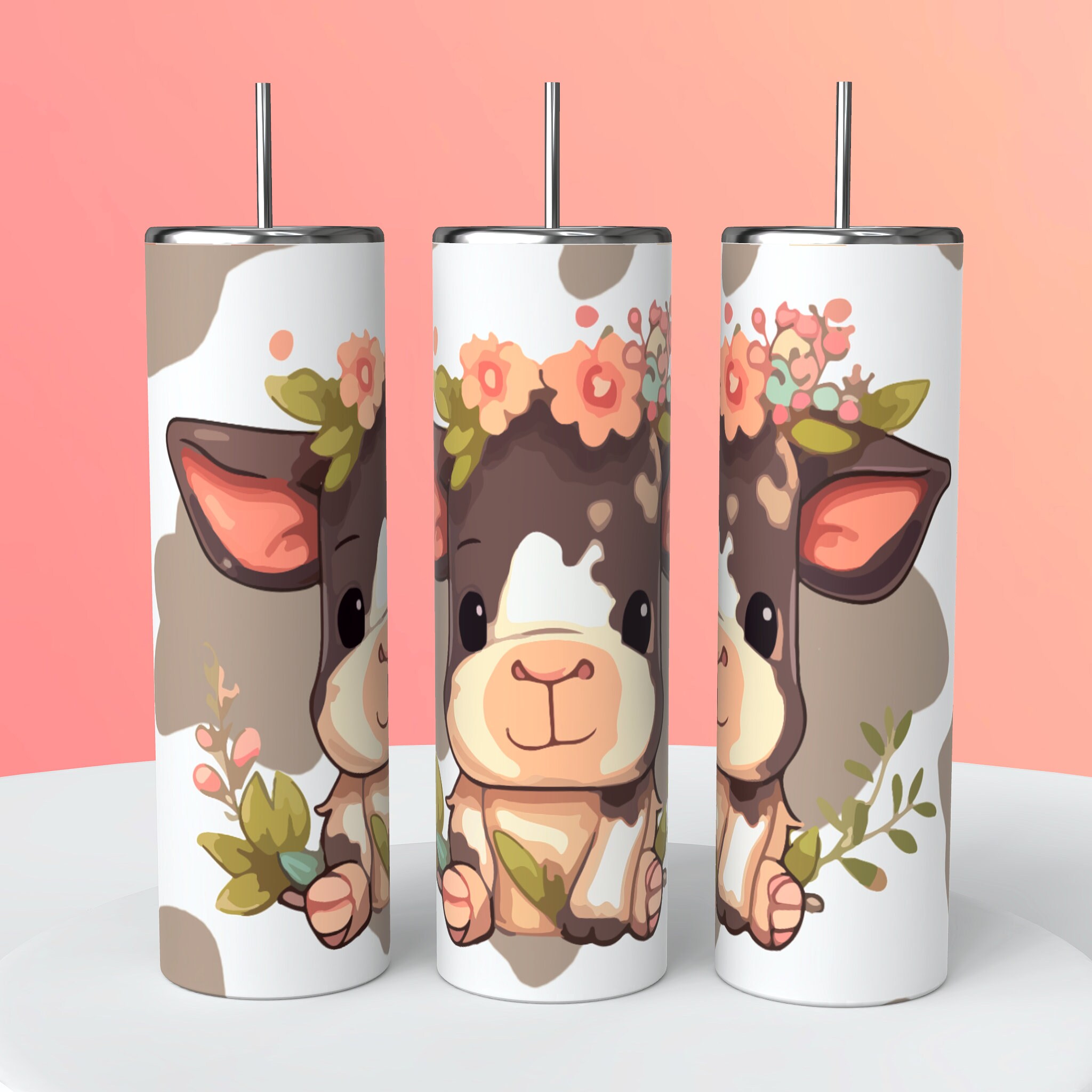 20 Oz Skinny Tumbler Design Template Highland Cow Tumbler Wrap PNG ...