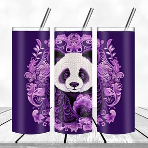 Panda  Tumbler design Template Flower Tumbler Wrap PNG Straight and  Design  Digital Download 20 oz Skinny Purple Tumbler Wrap PNG