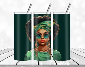Afro Woman Tumbler design Template Black Girl Tumbler Wrap PNG Straight and  Design  Digital Download 20 oz Skinny Tumbler Wrap PNG