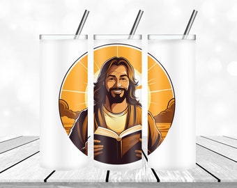 Jesus Tumbler design Template White Tumbler Wrap PNG Straight and  Design  Digital Download 20 oz Skinny  Tumbler Wrap PNG