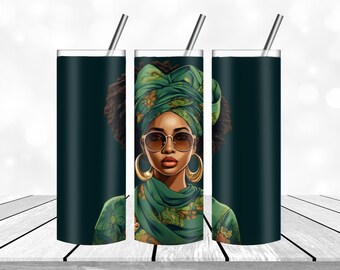Afro Woman Tumbler design Template Black Girl Tumbler Wrap PNG Straight and  Design  Digital Download 20 oz Skinny Tumbler Wrap PNG