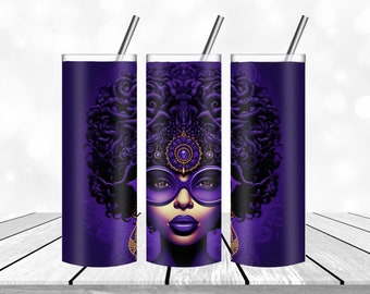 Afro Woman Tumbler design Template Black Girl Tumbler Wrap PNG Straight and  Design  Digital Download 20 oz Skinny Purple Tumbler Wrap PNG