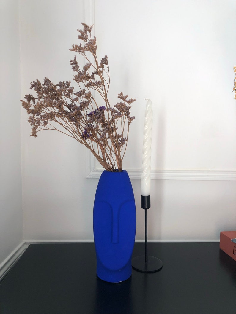 Vase visage abstrait bleu électrique image 4