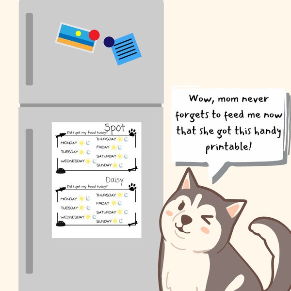 Pet Food or Medicine mix and match Daily Reminder Chart, Printable check list