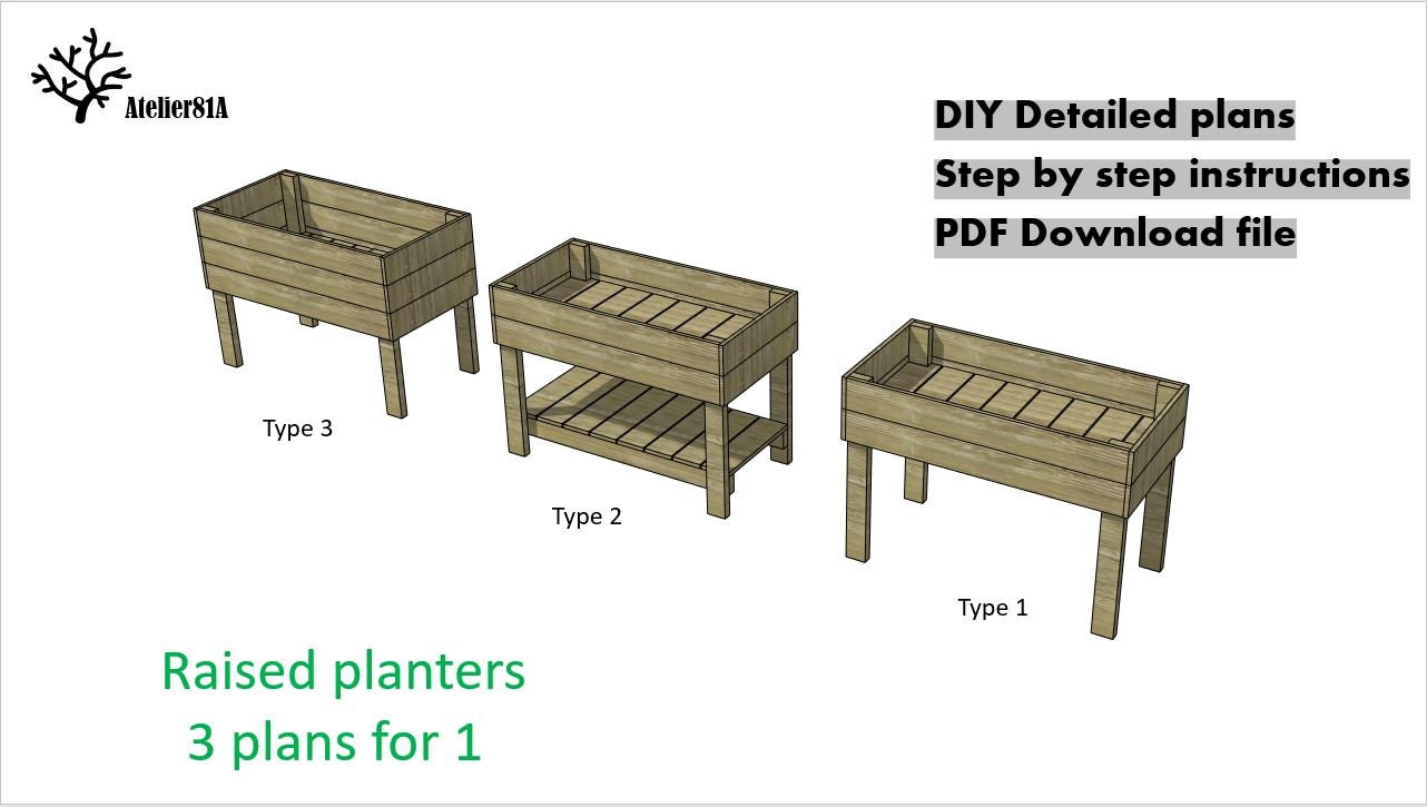 DIY Raised Planter Plans PDF Step-by-Step Instructions for - Etsy 日本