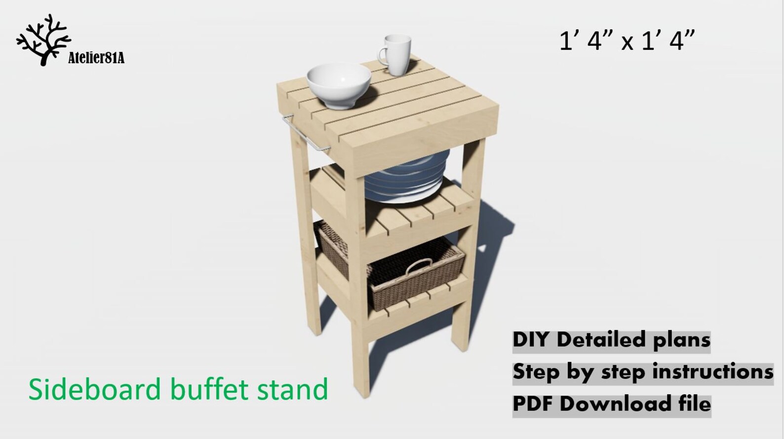 Sideboard buffet stand plans. Outdoor garden table plan. Patio Etsy