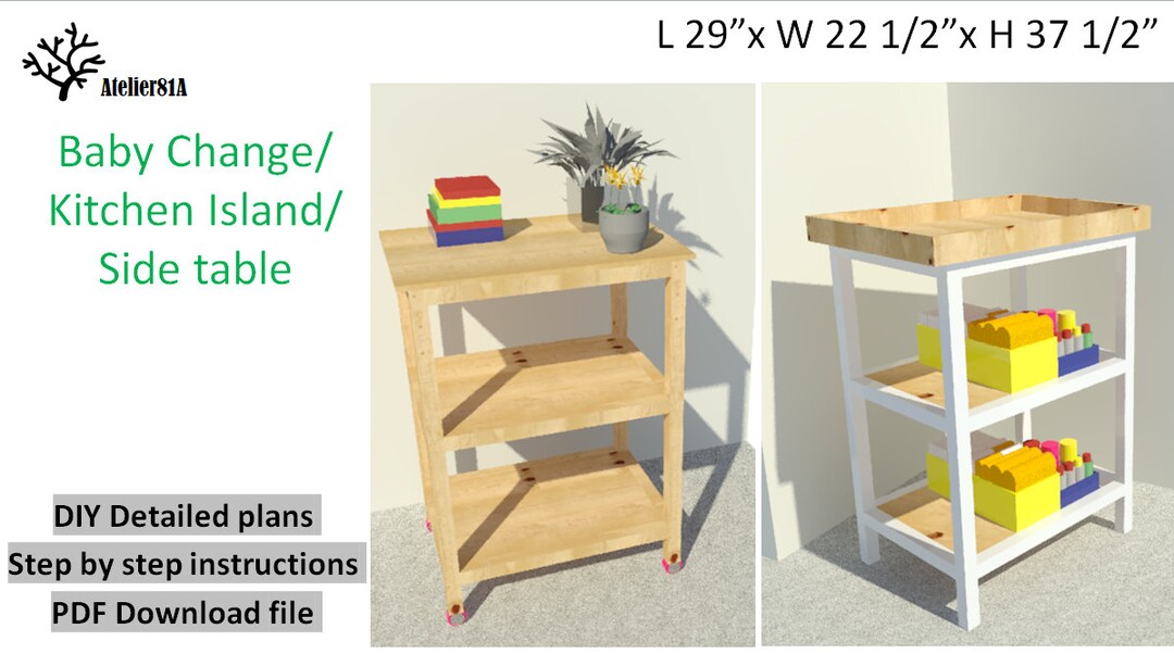 DIY Baby Change Plans PDF Build Your Own Side Table or Kitchen Island ...