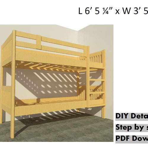 Twin Bunk Bed Plans. Twin Size Loft DIY Full Beds Plan. PDF Etsy